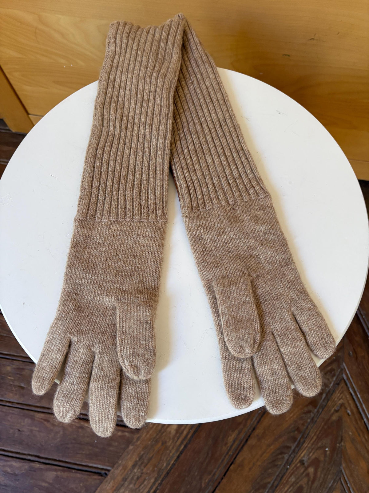Luxe Long Sheepskin Leather Gloves | Butter Soft | Women's M | Wool Knit | Quiet Main Character Energy