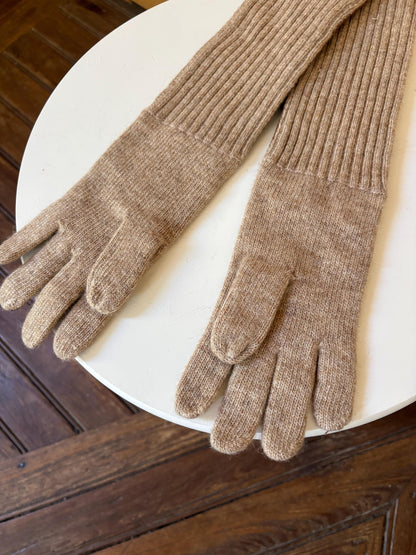 Luxe Long Sheepskin Leather Gloves | Butter Soft | Women's M | Wool Knit | Quiet Main Character Energy
