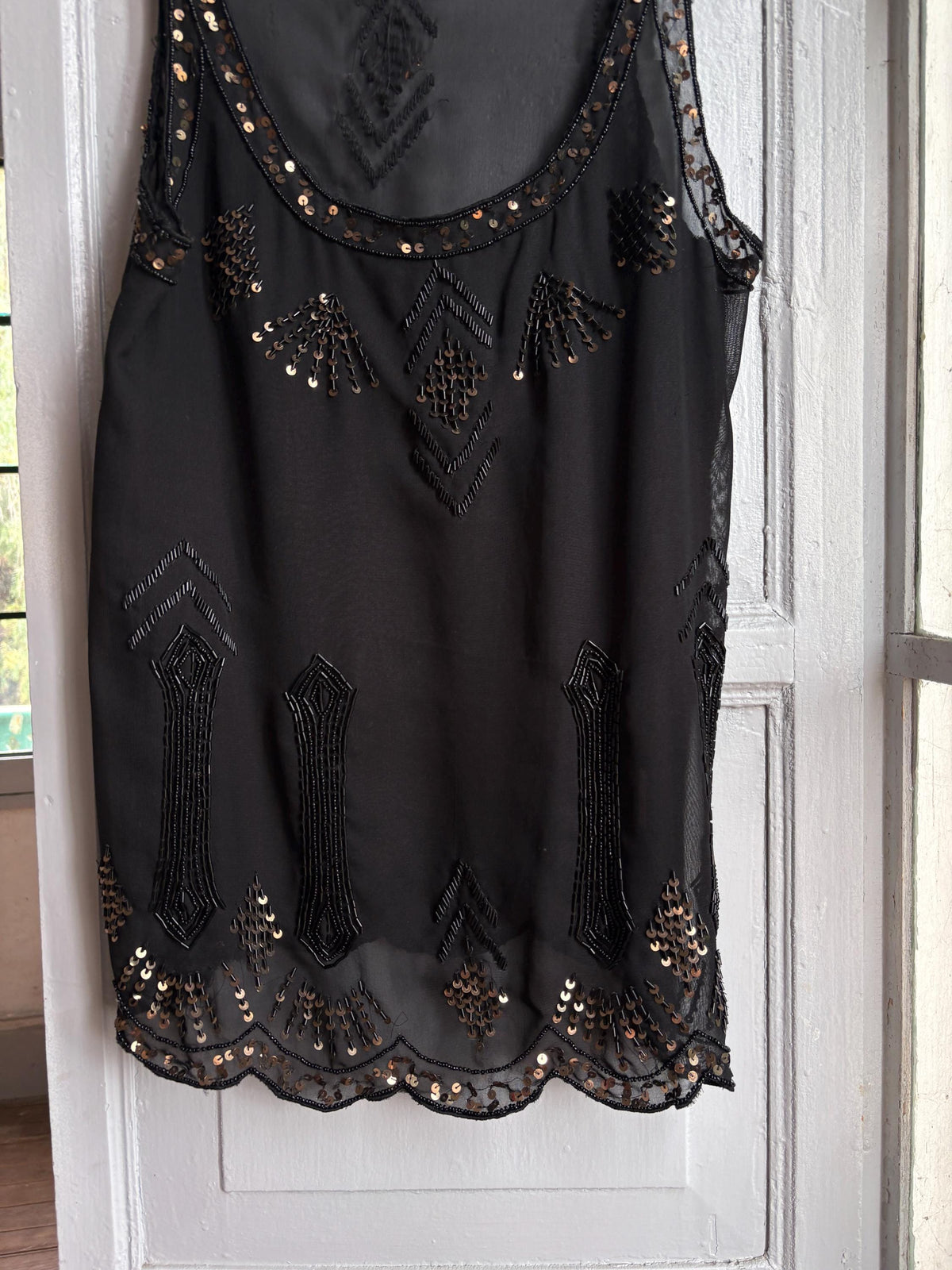 Black Sheer Sequin Tank Top | Beaded Party Top | Y2K Evening Top | Festival see through Piece