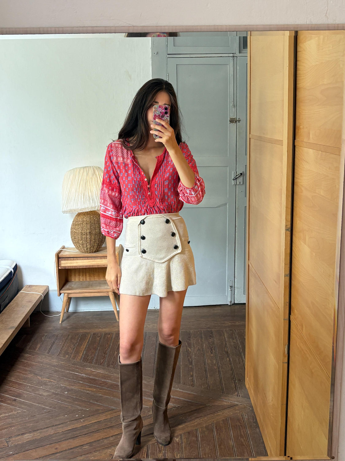 Red Boho Cotton Blouse | Cortefiel | Peasant Top | Festival Hippie Blouse