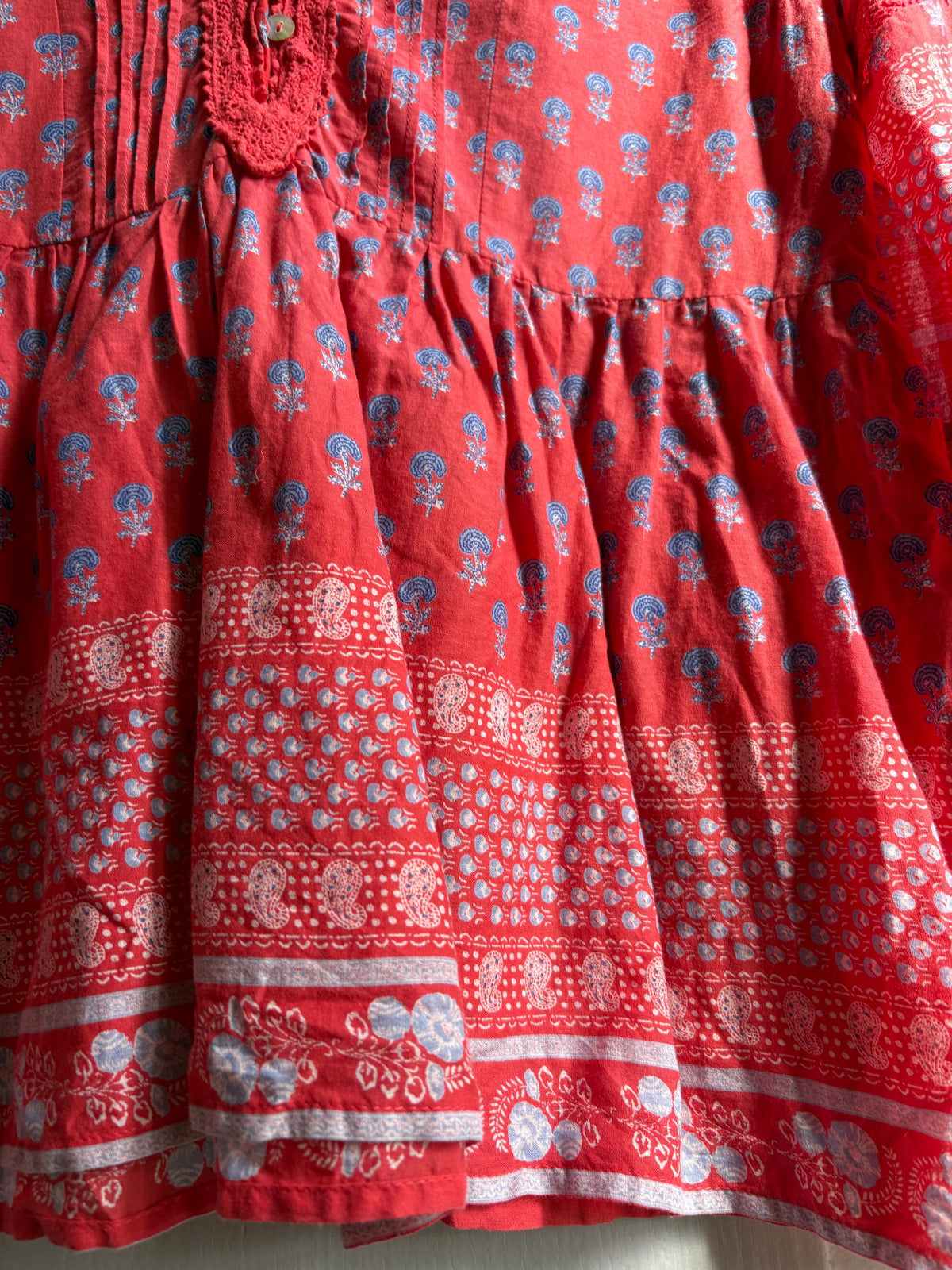 Red Boho Cotton Blouse | Cortefiel | Peasant Top | Festival Hippie Blouse