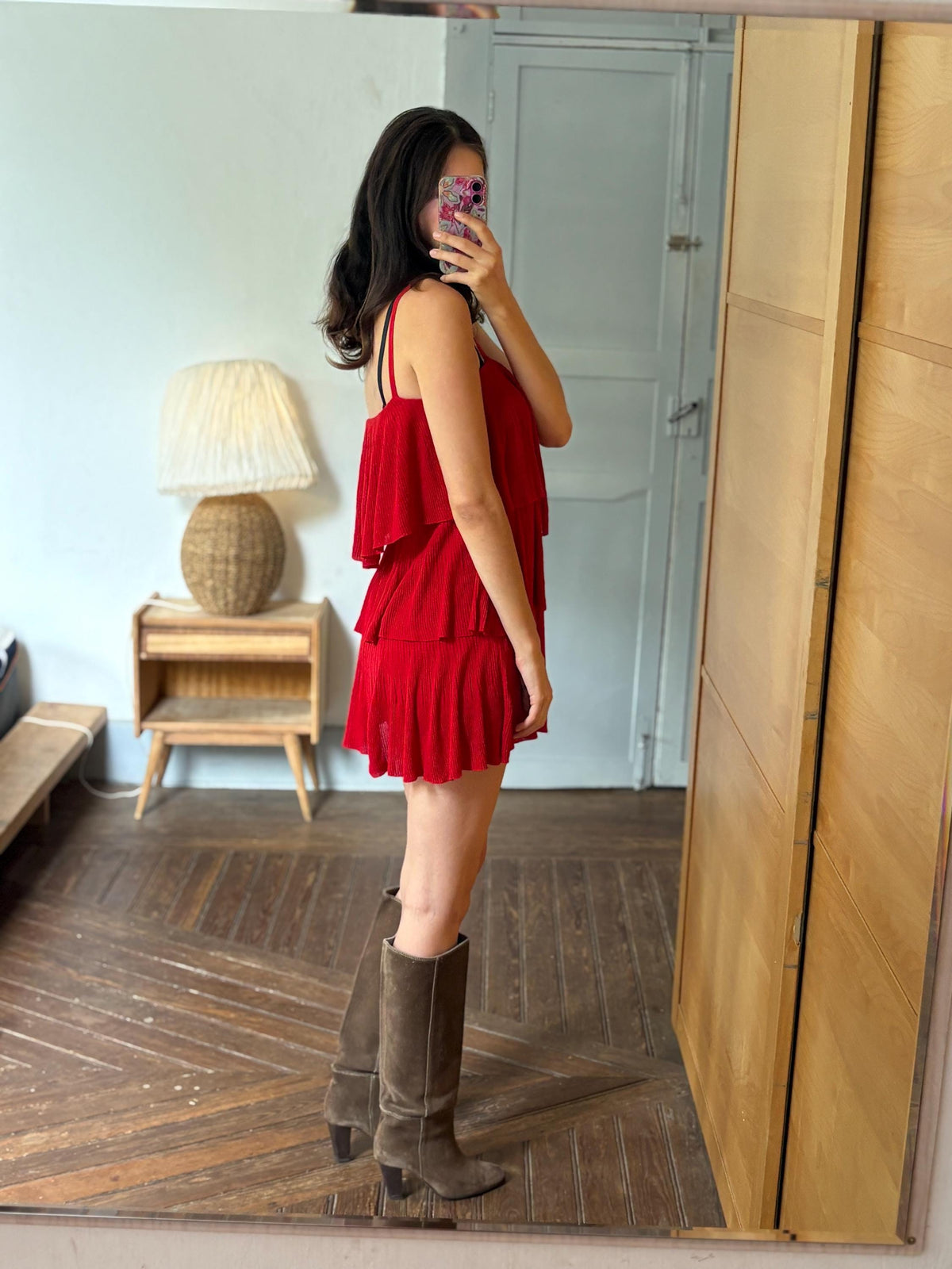 Red Tiered Mini Dress | Layered Ruffle Dress | Roaring 20s Inspired Party Dress