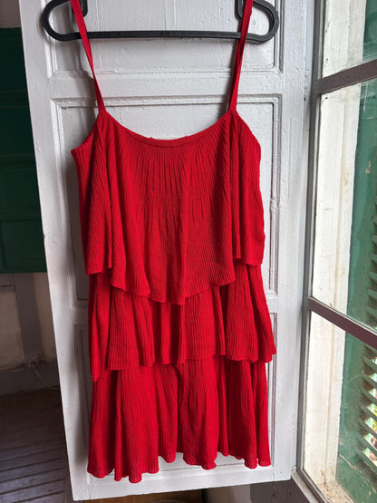 Red Tiered Mini Dress | Layered Ruffle Dress | Roaring 20s Inspired Party Dress