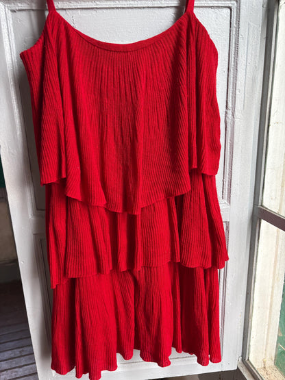 Red Tiered Mini Dress | Layered Ruffle Dress | Roaring 20s Inspired Party Dress