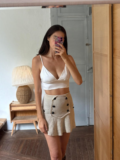 White Bralette Crop Top | Minimalist Cami | Adjustable Strap Crop Top