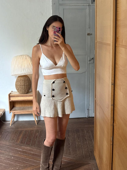 White Bralette Crop Top | Minimalist Cami | Adjustable Strap Crop Top