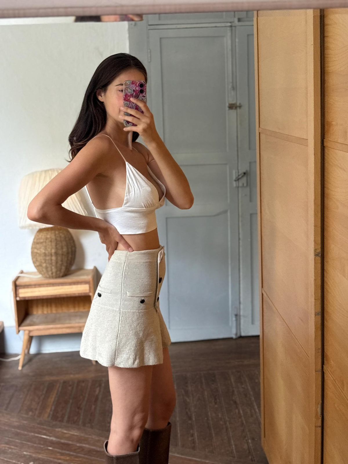 White Bralette Crop Top | Minimalist Cami | Adjustable Strap Crop Top