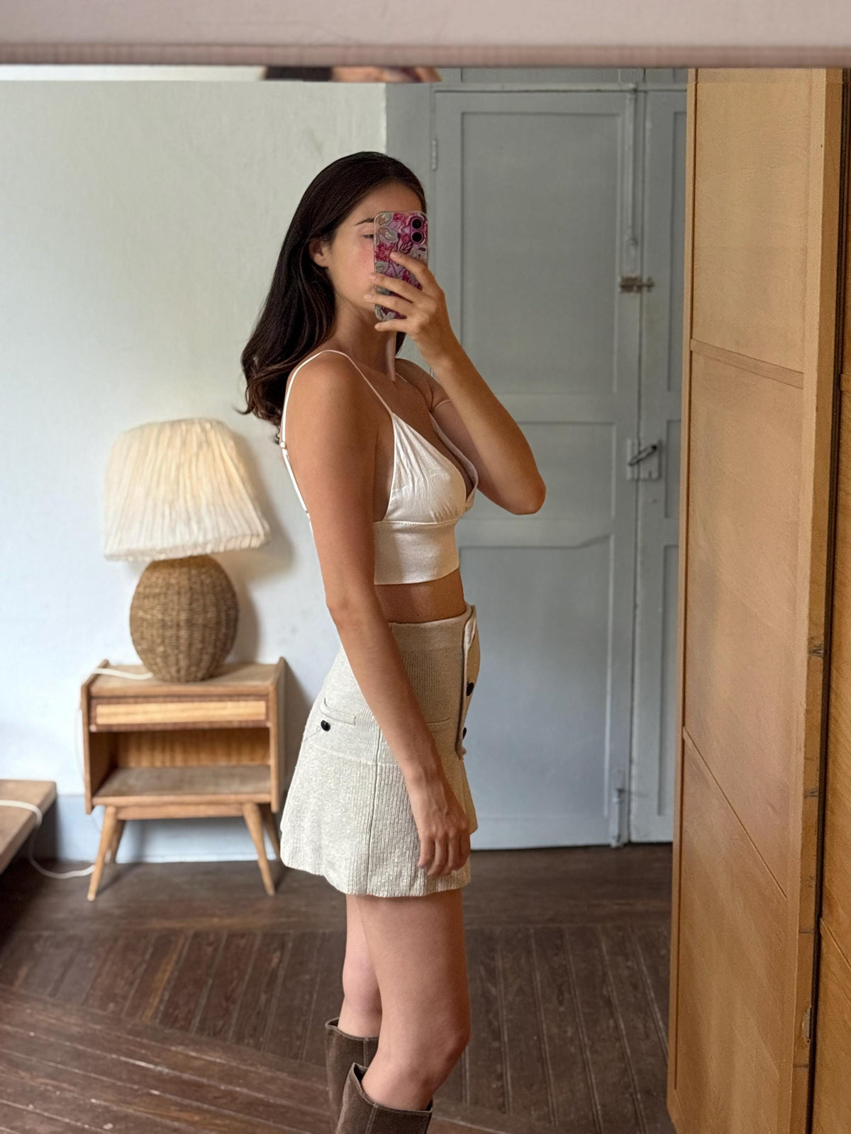 White Bralette Crop Top | Minimalist Cami | Adjustable Strap Crop Top