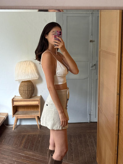 White Bralette Crop Top | Minimalist Cami | Adjustable Strap Crop Top