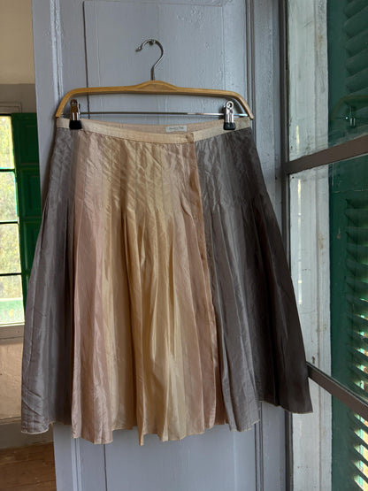 Massimo Dutti 100% Silk Pleated Midi Skirt | Luxe Neutral Champagne Beige | Minimalist Elegant Skirt