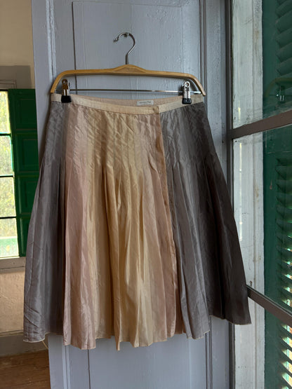 Massimo Dutti 100% Silk Pleated Midi Skirt | Luxe Neutral Champagne Beige | Minimalist Elegant Skirt