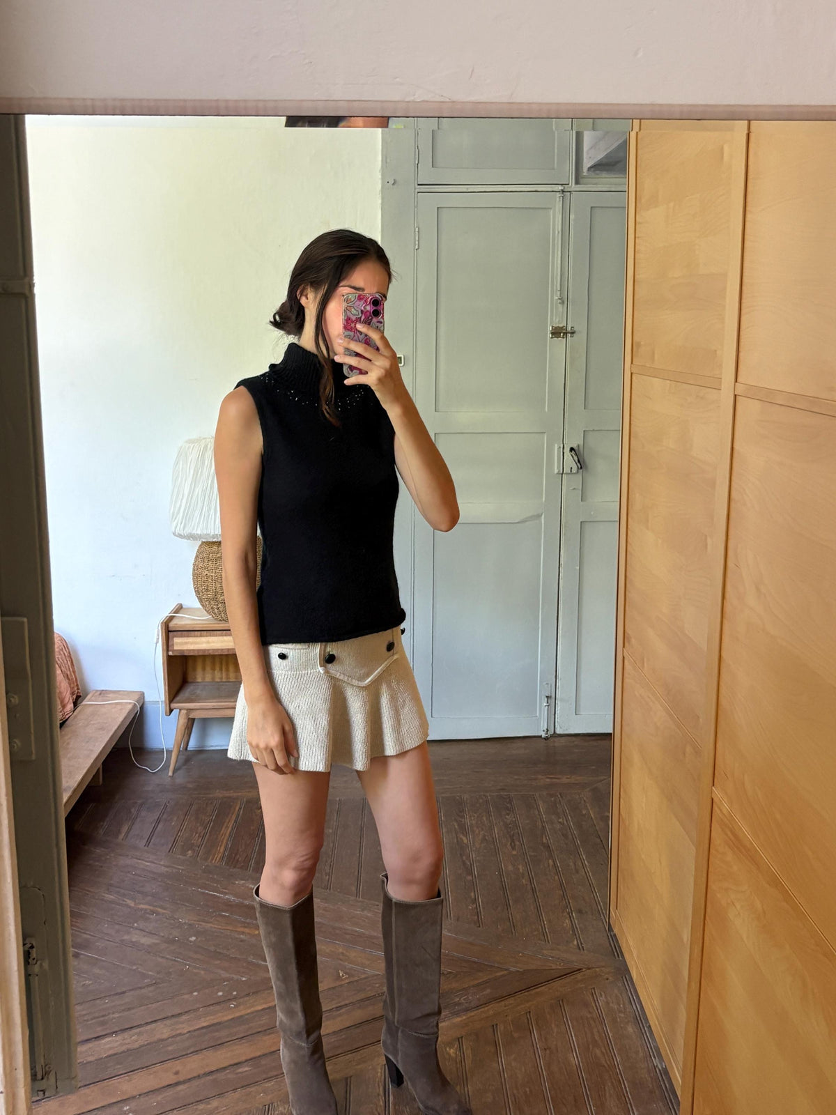 Vintage Y2K Black Sleeveless Turtleneck Sweater | Beaded Knit Top | Soft Wool Blend | Goth Minimalist