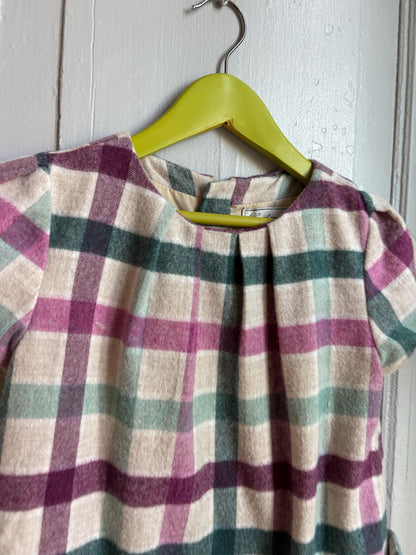 Girls Plaid Wool Blend Dress, Size 128 cm, Winter Dress for Girls, Lined Check Dress,  Warm Kids Clothing