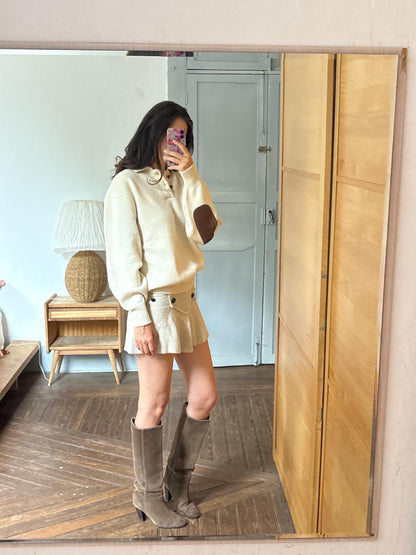 Abercrombie & Fitch Pure New Wool Jumper, Vintage Men's Knit Sweater, Cream Quarter Button Sweater, Old Money Wool Pullover, Size L