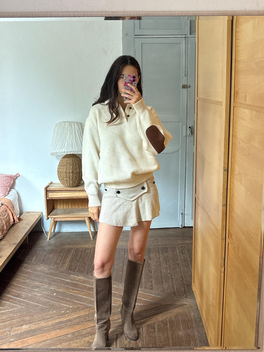 Abercrombie & Fitch Pure New Wool Jumper, Vintage Men's Knit Sweater, Cream Quarter Button Sweater, Old Money Wool Pullover, Size L