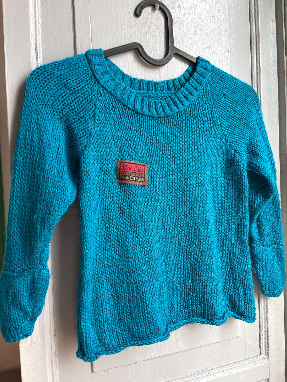 Handmade Knitted Jumper & Beanie Set, Vintage Grandma Knit, Bright Blue Sweater, Children's Winter Outfit, Cozy Retro Knitwear
