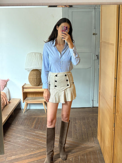 Massimo Dutti Blue Striped Cotton Shirt, Women's Tailored Button Up Blouse, Office Shirt, Italian Chic, Quiet Luxury, Size EU 38