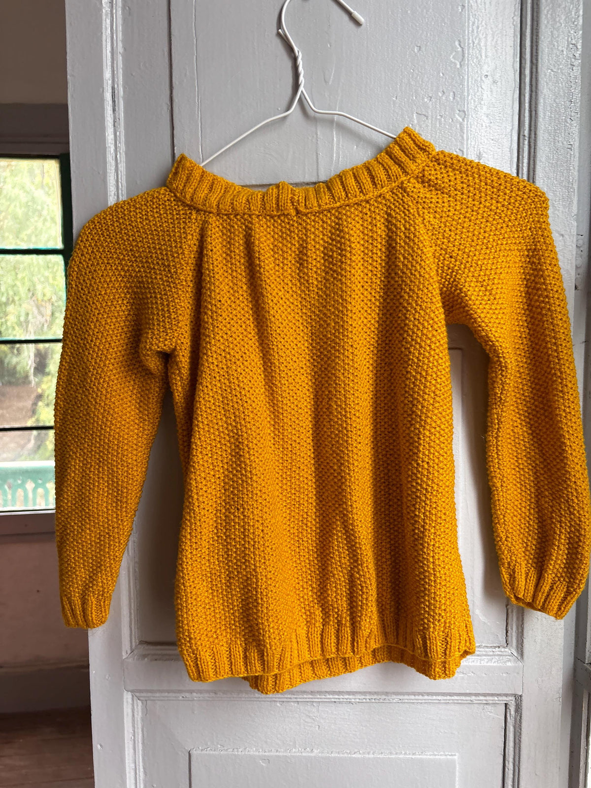 Handmade Mustard Yellow Knitted Jumper & Beanie Set, Vintage Children's Knitwear, Grandma Knit Sweater, Cozy Winter Outfit