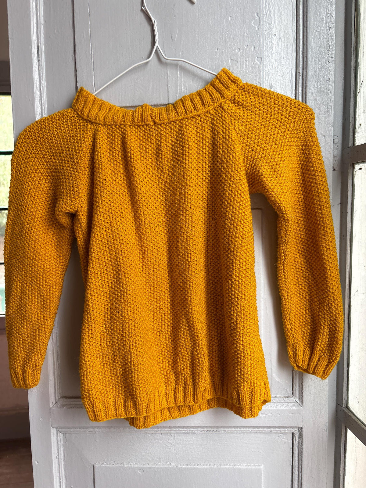 Handmade Mustard Yellow Knitted Jumper & Beanie Set, Vintage Children's Knitwear, Grandma Knit Sweater, Cozy Winter Outfit