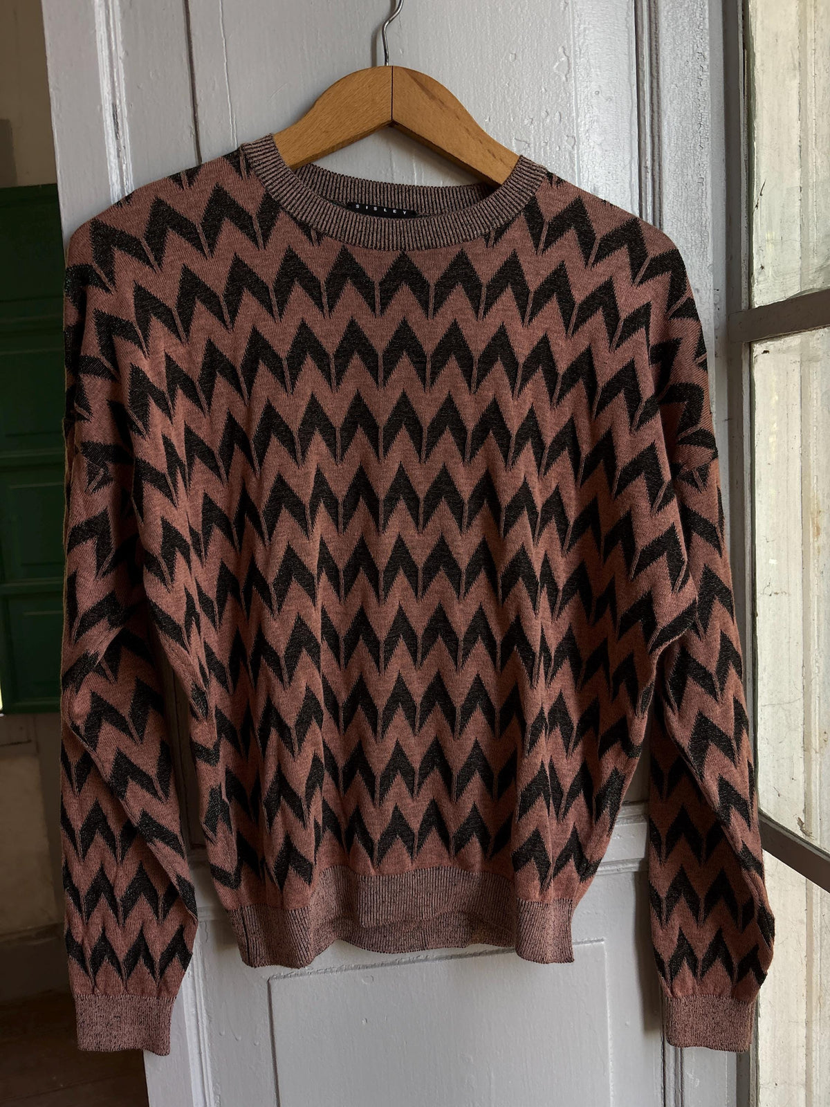 Vintage Sisley Sparkle Knit Sweater | Y2K Zig Zag Jumper | Fairy Grunge | Soft Stretch Knit