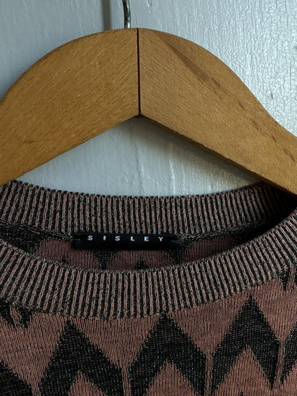 Vintage Sisley Sparkle Knit Sweater | Y2K Zig Zag Jumper | Fairy Grunge | Soft Stretch Knit