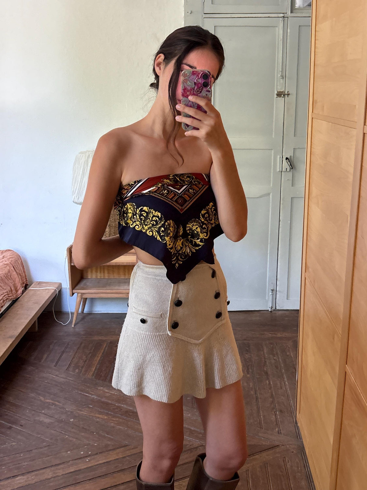 Vintage Baroque Print Scarf | Large Square Scarf | Versace Inspired Style | Wear as Top, Pareo or Headscarf
