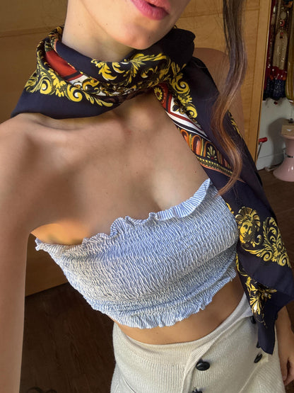 Vintage Baroque Print Scarf | Large Square Scarf | Versace Inspired Style | Wear as Top, Pareo or Headscarf