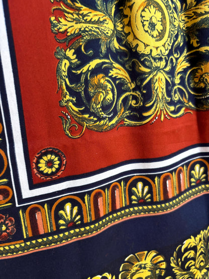 Vintage Baroque Print Scarf | Large Square Scarf | Versace Inspired Style | Wear as Top, Pareo or Headscarf