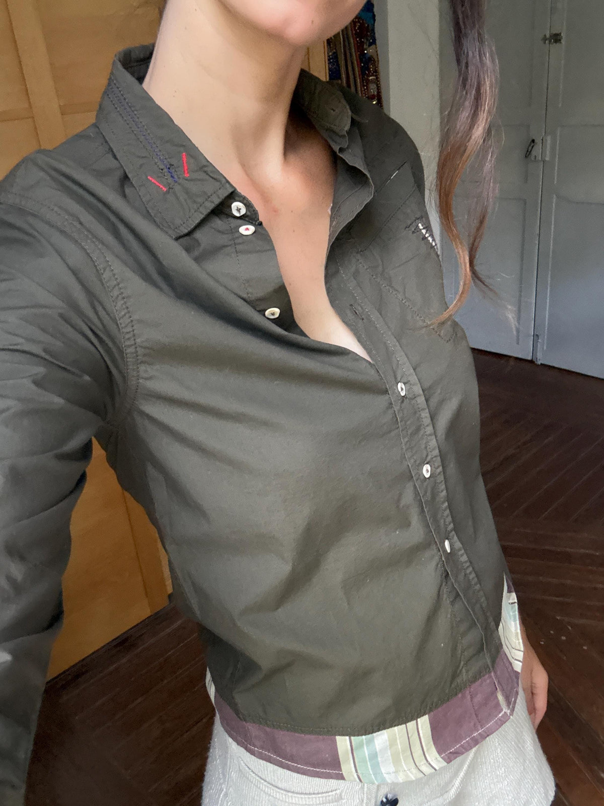 Le Jean de Marithé + François Girbaud Cotton Button-Up Blouse | Paris Chic | Utility Minimalist