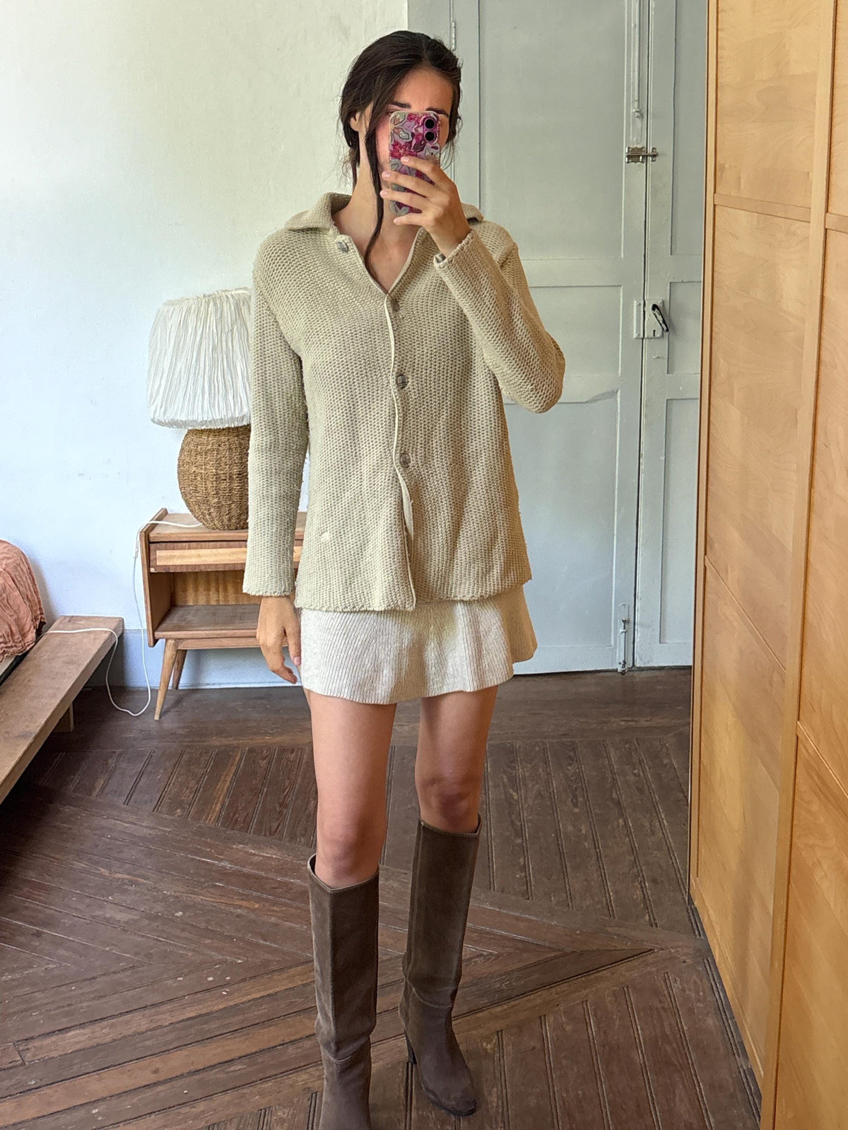 Burberry London Chunky Wool Cardigan | Beige Knit Button Up | Cozy Winter wear | Nova Check Buttons