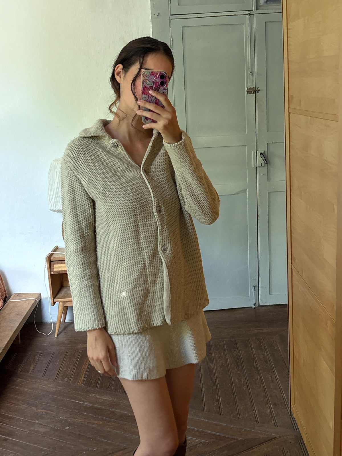 Burberry London Chunky Wool Cardigan | Beige Knit Button Up | Cozy Winter wear | Nova Check Buttons