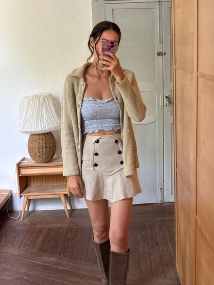 Burberry London Chunky Wool Cardigan | Beige Knit Button Up | Cozy Winter wear | Nova Check Buttons