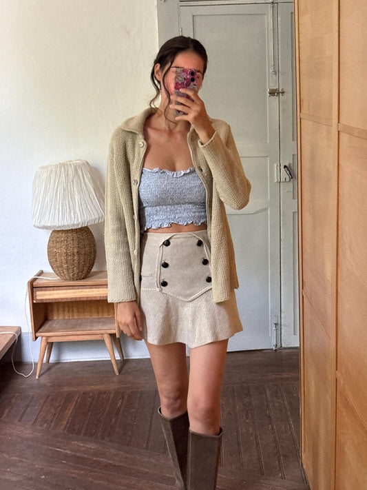 Burberry London Chunky Wool Cardigan | Beige Knit Button Up | Cozy Winter wear | Nova Check Buttons