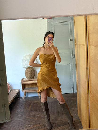 Vintage Capicua Costura Linen Dress | Made in Spain | Draped Midi | 90s Minimalist