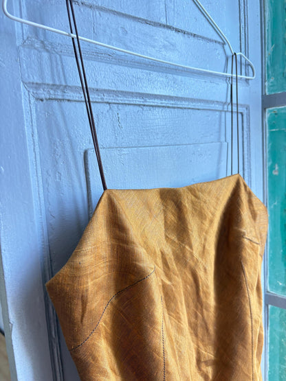 Vintage Capicua Costura Linen Dress | Made in Spain | Draped Midi | 90s Minimalist