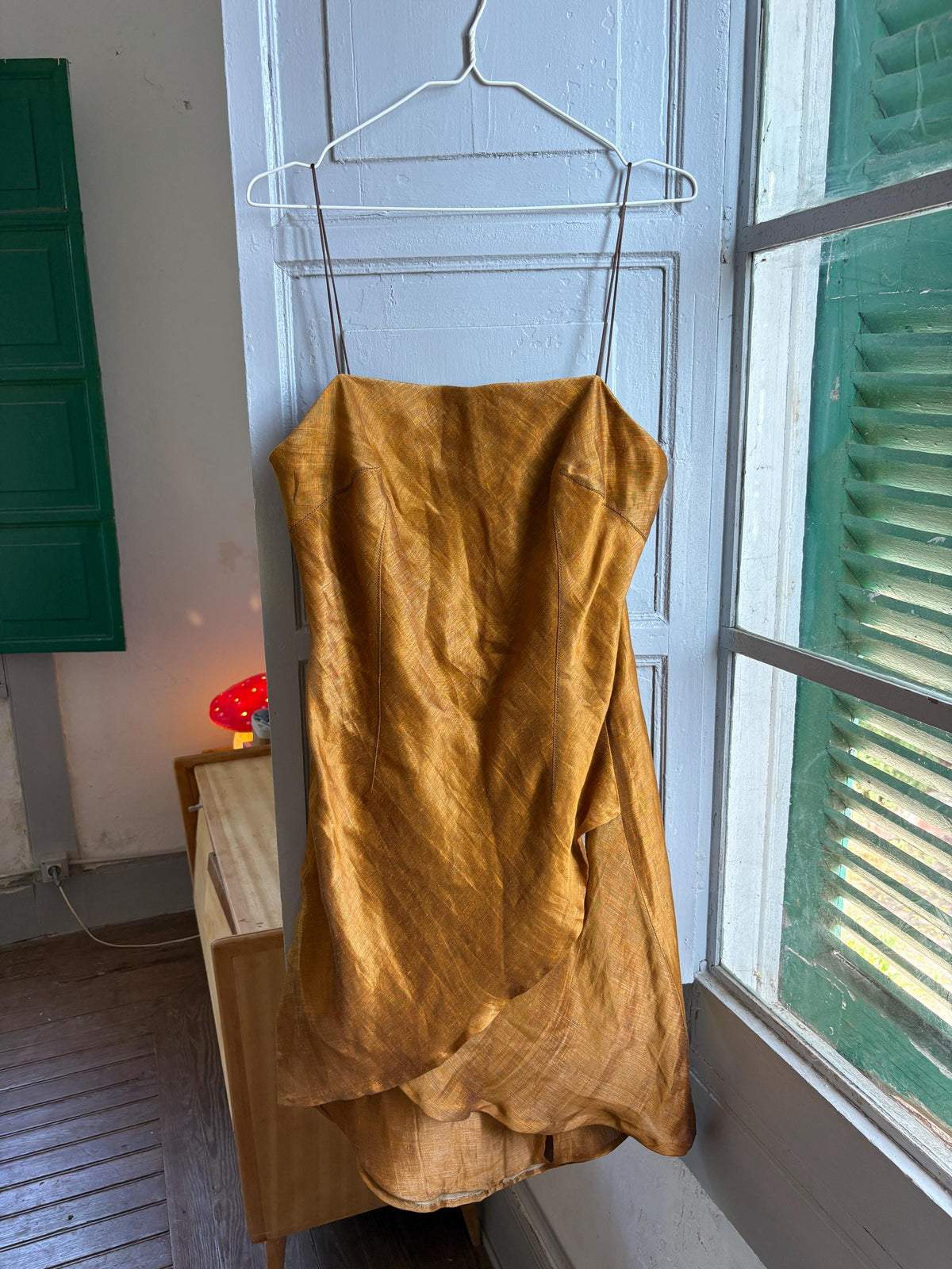 Vintage Capicua Costura Linen Dress | Made in Spain | Draped Midi | 90s Minimalist
