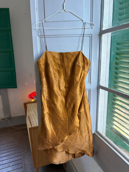 Vintage Capicua Costura Linen Dress | Made in Spain | Draped Midi | 90s Minimalist