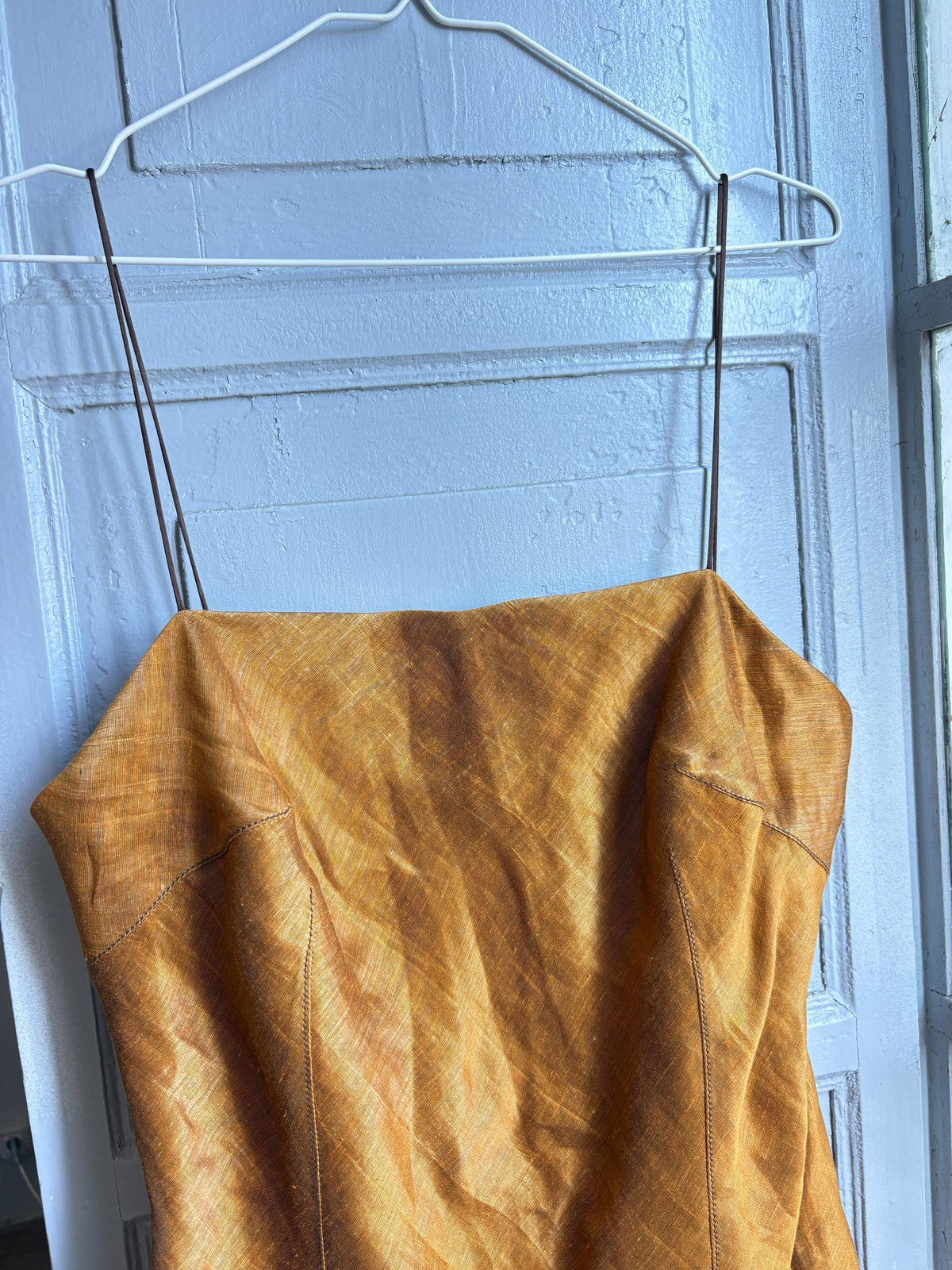 Vintage Capicua Costura Linen Dress | Made in Spain | Draped Midi | 90s Minimalist