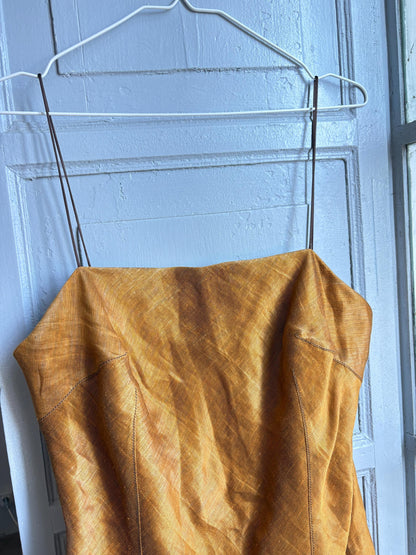 Vintage Capicua Costura Linen Dress | Made in Spain | Draped Midi | 90s Minimalist
