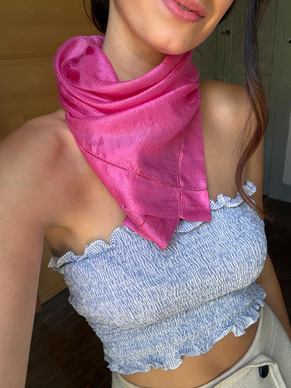 Vintage Luxe Silk Scarf by Marc RozierParis | Vibrant Pink Designer Neck Scarf | French Chic Accessory