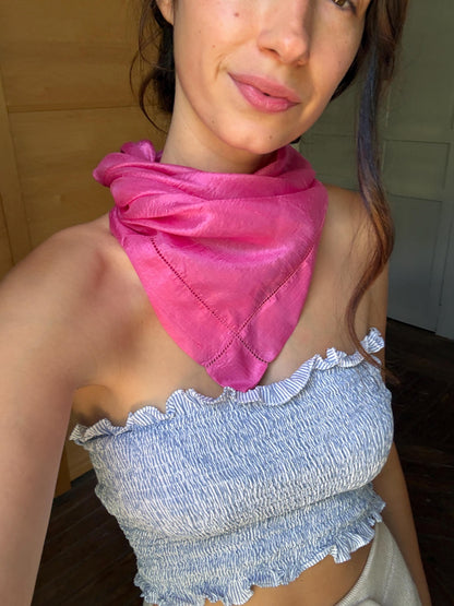 Vintage Luxe Silk Scarf by Marc RozierParis | Vibrant Pink Designer Neck Scarf | French Chic Accessory