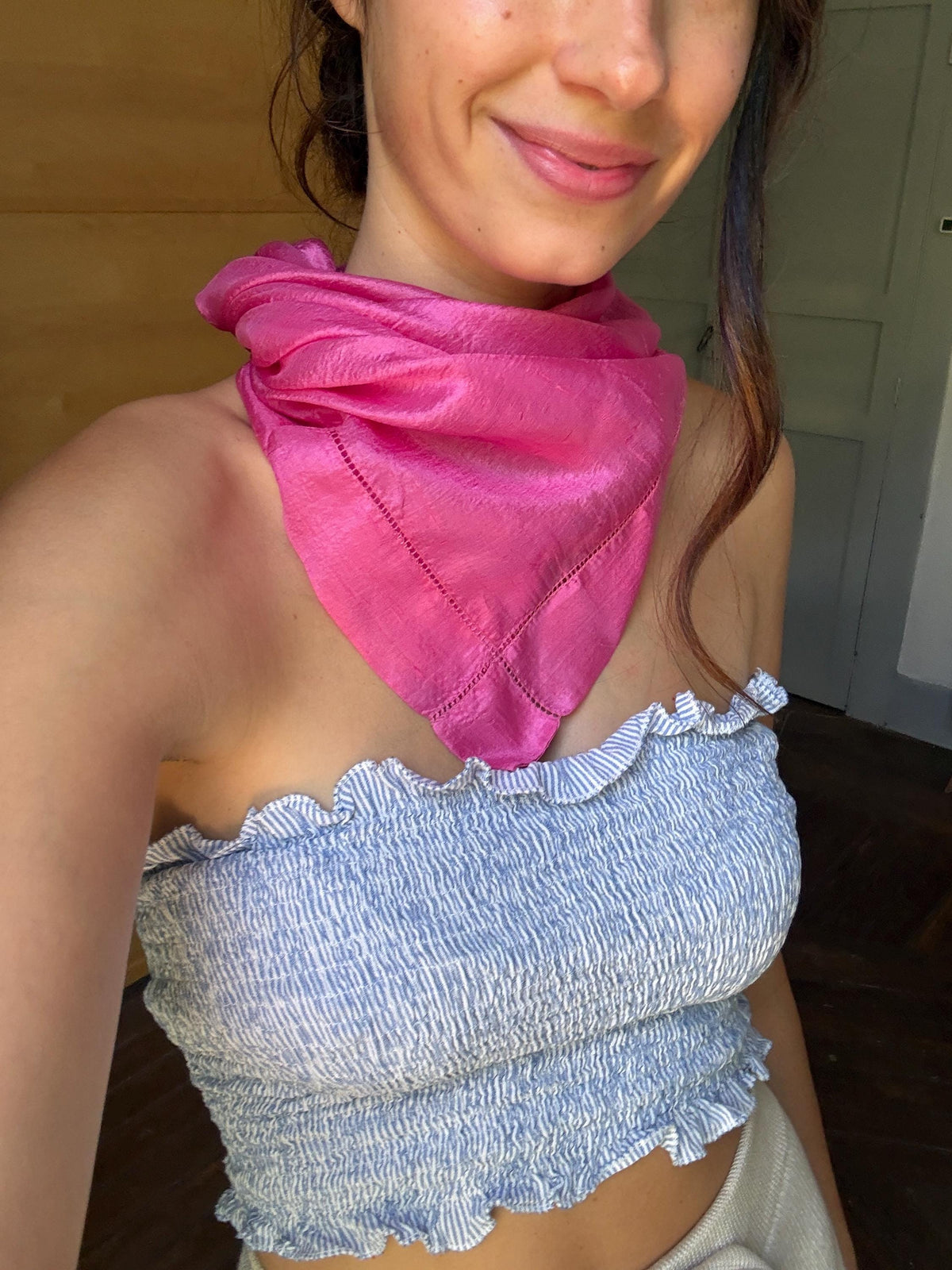 Vintage Luxe Silk Scarf by Marc RozierParis | Vibrant Pink Designer Neck Scarf | French Chic Accessory