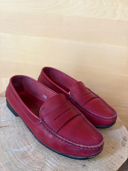 TOD'S Red Leather Loafers | Italian Luxury Penny Loafers | Cherry Red Driving Shoes | Quietly Expensive Energy | EU 36.5