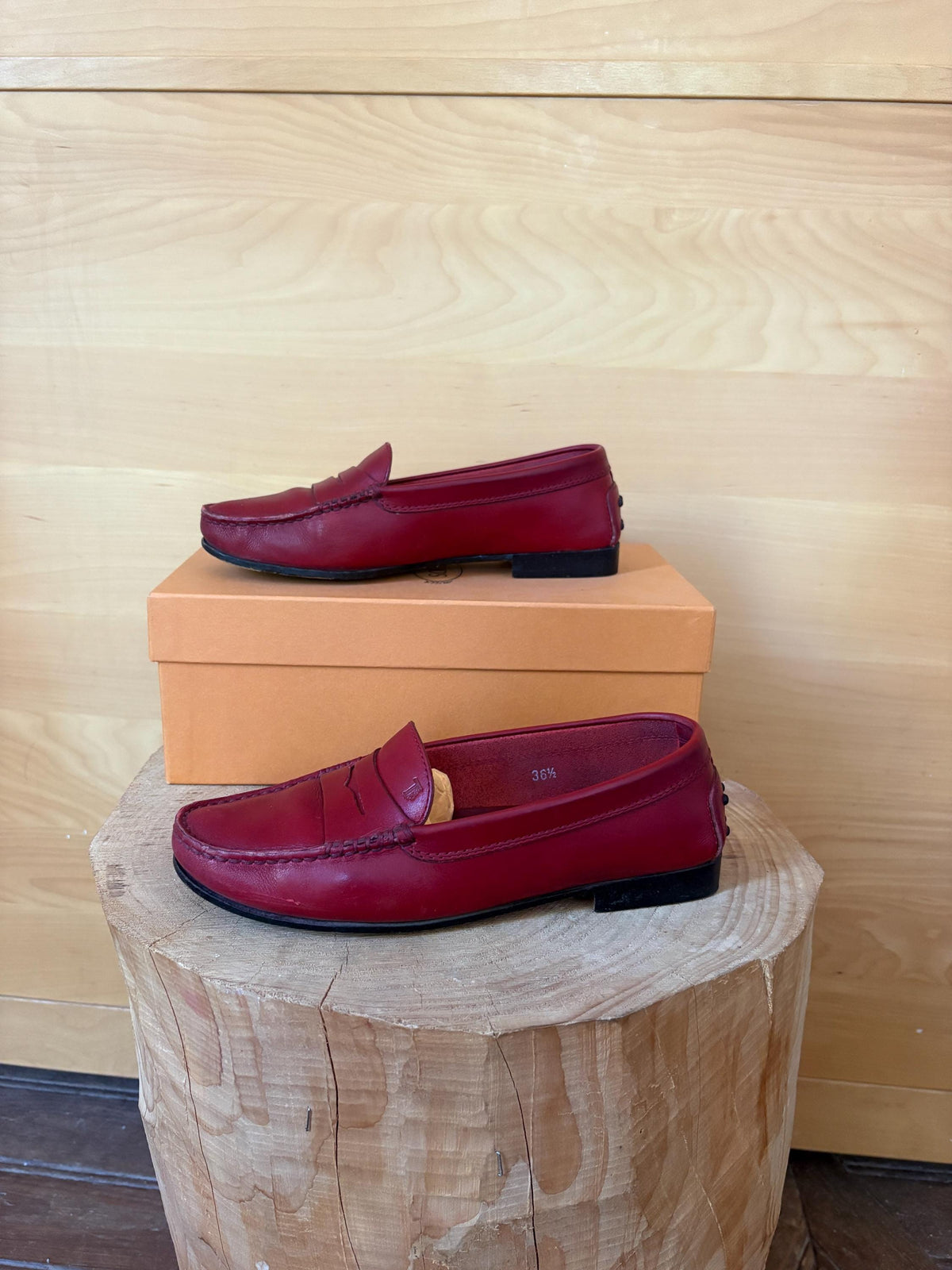 TOD'S Red Leather Loafers | Italian Luxury Penny Loafers | Cherry Red Driving Shoes | Quietly Expensive Energy | EU 36.5