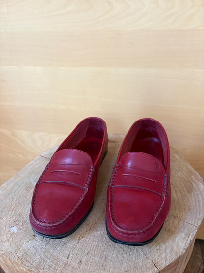 TOD'S Red Leather Loafers | Italian Luxury Penny Loafers | Cherry Red Driving Shoes | Quietly Expensive Energy | EU 36.5