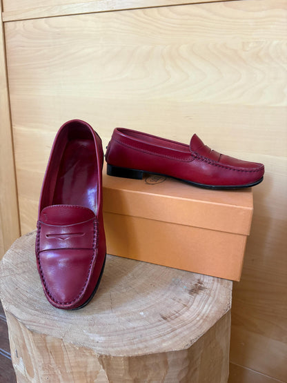 TOD'S Red Leather Loafers | Italian Luxury Penny Loafers | Cherry Red Driving Shoes | Quietly Expensive Energy | EU 36.5