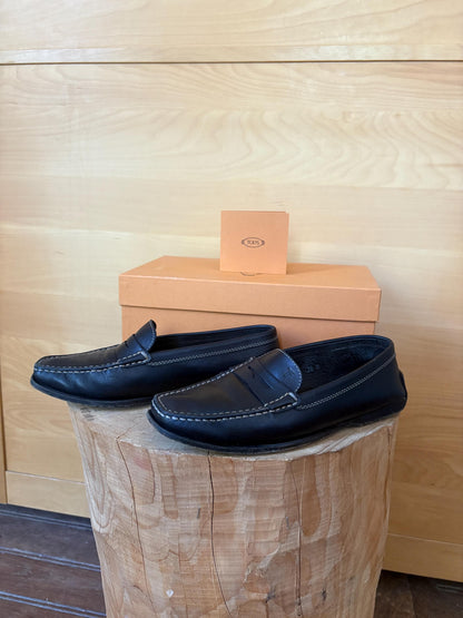 TOD'S Black Leather Penny Loafers | Italian Luxury Shoes | Women's EU 36.5 | Original Box Included