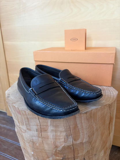 TOD'S Black Leather Penny Loafers | Italian Luxury Shoes | Women's EU 36.5 | Original Box Included