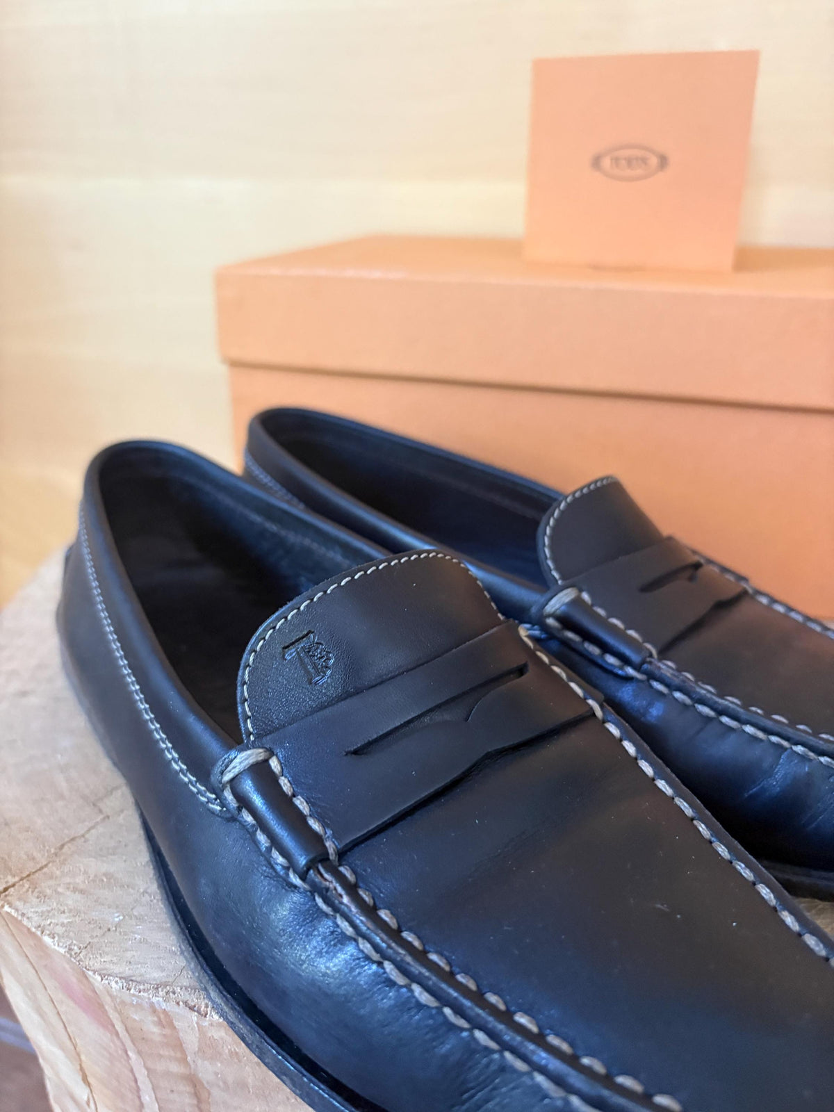 TOD'S Black Leather Penny Loafers | Italian Luxury Shoes | Women's EU 36.5 | Original Box Included