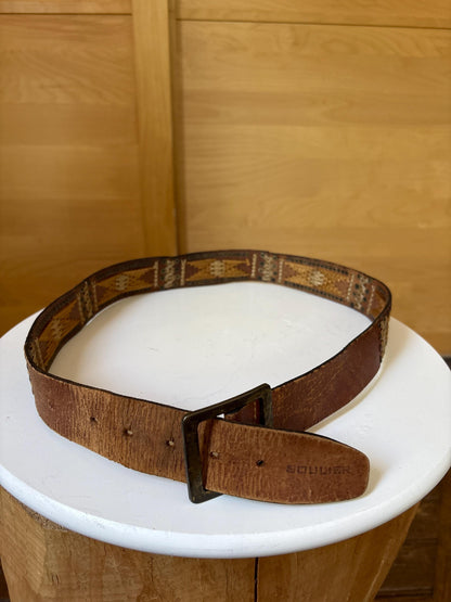 Boho Genuine Leather Woven Belt | Handwoven Western Festival Belt | Rustic Brown | 100 cm